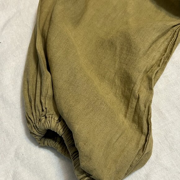 YFB Young Fabulous &Broke Linen Shirt Dress Olive Green Button Front Oversize M - Picture 3 of 10